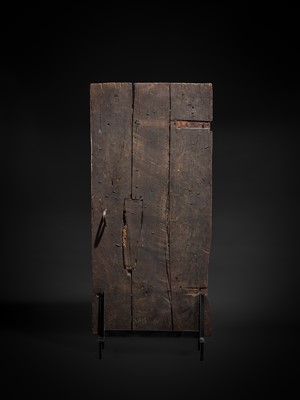 Lot 96 - A COFFERED WOOD DOOR DEPICTING DANCING DEITIES, 19TH TO 20TH CENTURY OR EARLIER