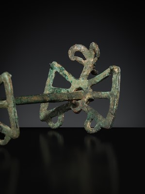 Lot 163 - A BRONZE HORSE BRIDLE WITH ‘IBEX’ CHEEK PIECES, LURISTAN, 9TH-7TH CENTURY BC