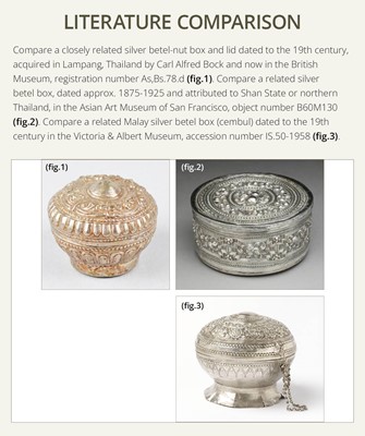 Lot 153 - A SILVER REPOUSSÉ BETEL-NUT BOX AND COVER, 19TH-EARLY 20TH CENTURY