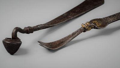 Lot 236 - TWO SHAMANIC RITUAL IRON IMPLEMENTS, TIBET, 16TH CENTURY