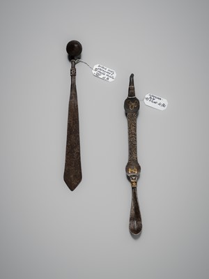Lot 236 - TWO SHAMANIC RITUAL IRON IMPLEMENTS, TIBET, 16TH CENTURY