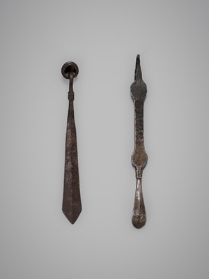 Lot 236 - TWO SHAMANIC RITUAL IRON IMPLEMENTS, TIBET, 16TH CENTURY