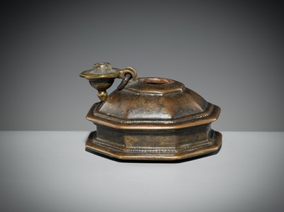 Lot 185 - A BRONZE ‘PAGODA’ INKWELL, DECCAN, 19TH CENTURY