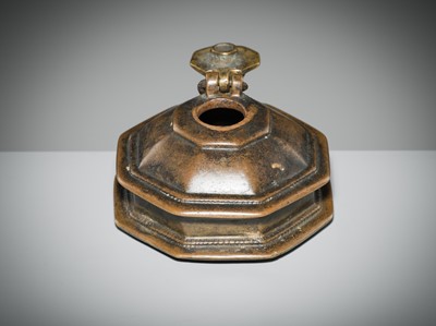 Lot 185 - A BRONZE ‘PAGODA’ INKWELL, DECCAN, 19TH CENTURY