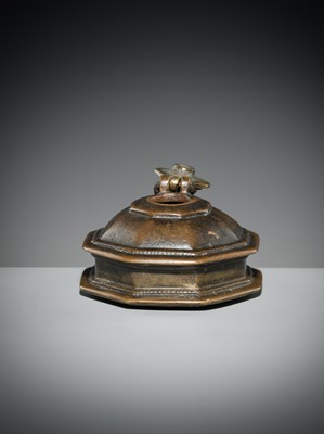 Lot 185 - A BRONZE ‘PAGODA’ INKWELL, DECCAN, 19TH CENTURY