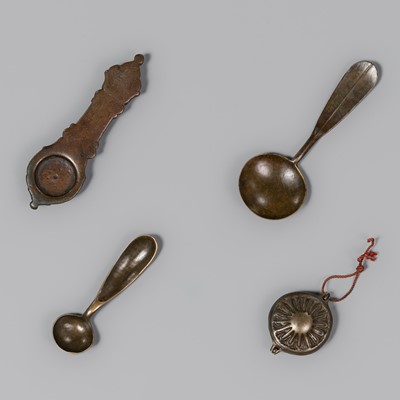 Lot 239 - A GROUP OF BRONZE RITUAL IMPLEMENTS, TIBET AND INDIA, 14TH-17TH CENTURY