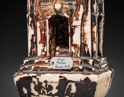 Lot 47 - A MASSIVE GILT-LACQUERED MARBLE ‘KEKKU’ STUPA, SHAN STATES, KONBAUNG PERIOD