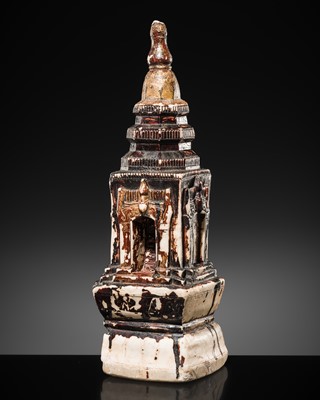 Lot 47 - A MASSIVE GILT-LACQUERED MARBLE ‘KEKKU’ STUPA, SHAN STATES, KONBAUNG PERIOD