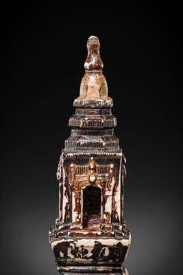 Lot 47 - A MASSIVE GILT-LACQUERED MARBLE ‘KEKKU’ STUPA, SHAN STATES, KONBAUNG PERIOD