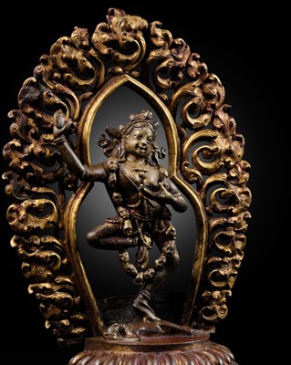 Lot 90 - A GILT COPPER ALLOY FIGURE OF VAJRAYOGINI, 17TH-18TH CENTURY