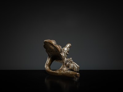 Lot 197 - A LARGE SILVERED BRASS TOE RING, SOUTH INDIA, 19TH CENTURY