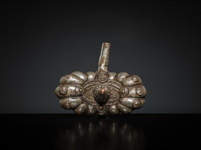Lot 197 - A LARGE SILVERED BRASS TOE RING, SOUTH INDIA, 19TH CENTURY