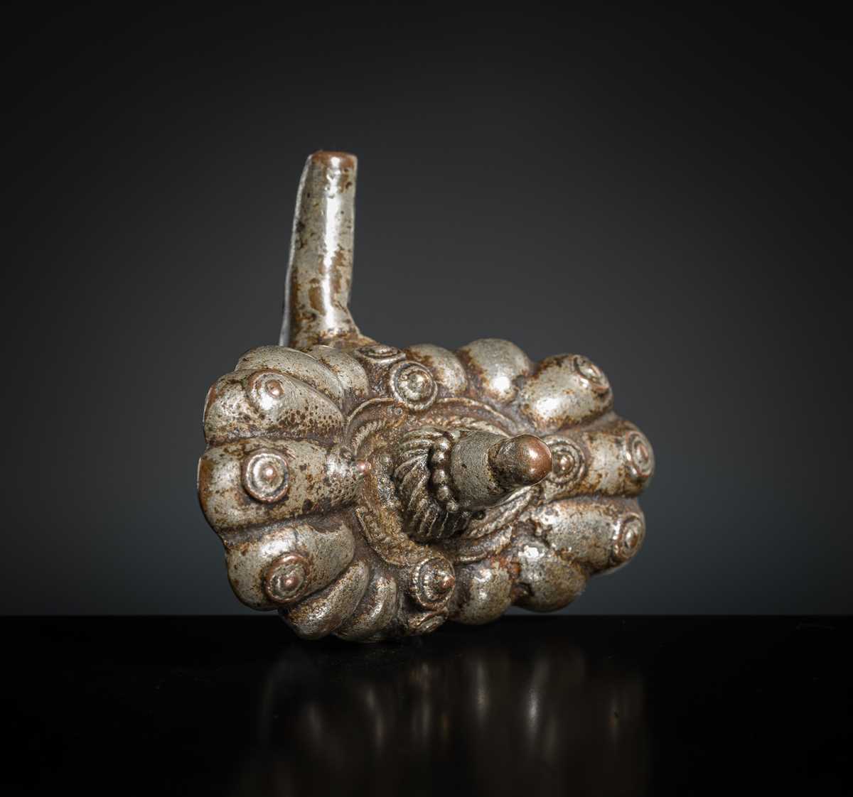 Lot 197 - A LARGE SILVERED BRASS TOE RING, SOUTH INDIA, 19TH CENTURY