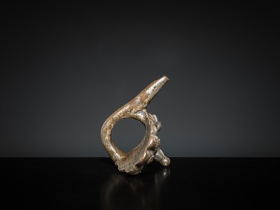 Lot 197 - A LARGE SILVERED BRASS TOE RING, SOUTH INDIA, 19TH CENTURY