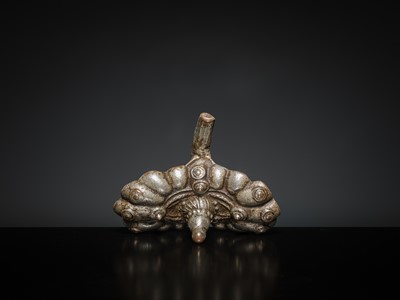 Lot 197 - A LARGE SILVERED BRASS TOE RING, SOUTH INDIA, 19TH CENTURY