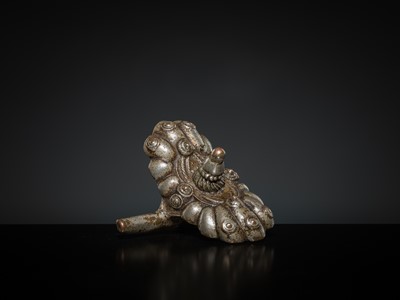 Lot 197 - A LARGE SILVERED BRASS TOE RING, SOUTH INDIA, 19TH CENTURY