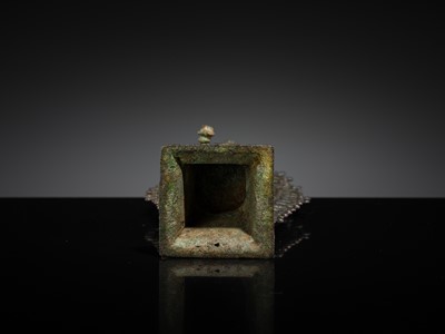 Lot 63 - A RARE AND IMPORTANT SILVER-INLAID BRONZE FIGURE OF MAITREYA, POST-GANDHARA, SWAT VALLEY OR KASHMIR, 6TH-7TH CENTURY