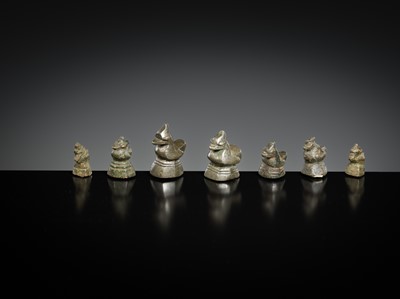Lot 150 - A GROUP OF SEVEN COPPER ALLOY ‘MANDARIN DUCK’ WEIGHTS, BURMA, LATE 18TH-EARLY 20TH CENTURY
