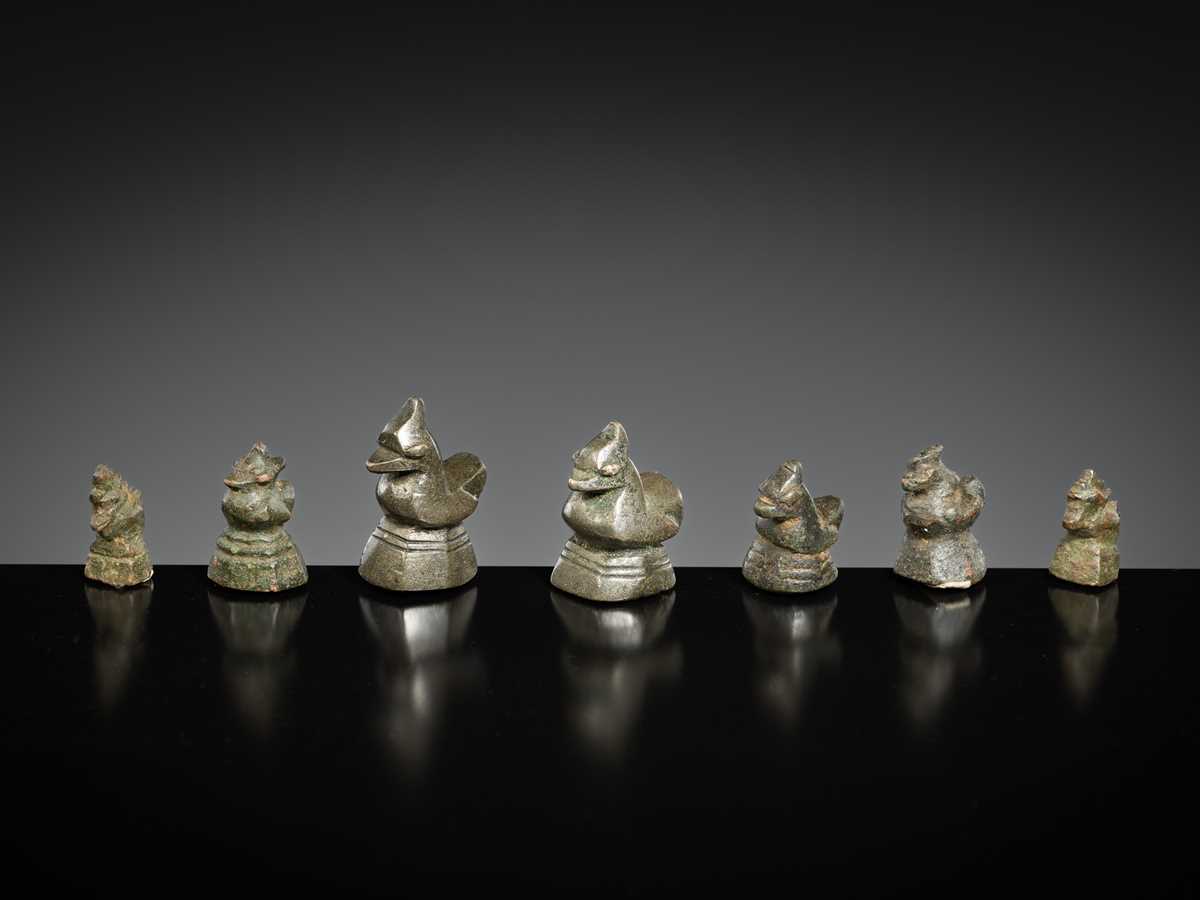 Lot 150 - A GROUP OF SEVEN COPPER ALLOY ‘MANDARIN DUCK’ WEIGHTS, BURMA, LATE 18TH-EARLY 20TH CENTURY
