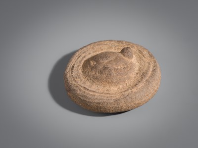 Lot 142 - A RARE SMALL SANDSTONE FIGURE OF A TURTLE, ANGKOR PERIOD, 12TH-14TH CENTURY