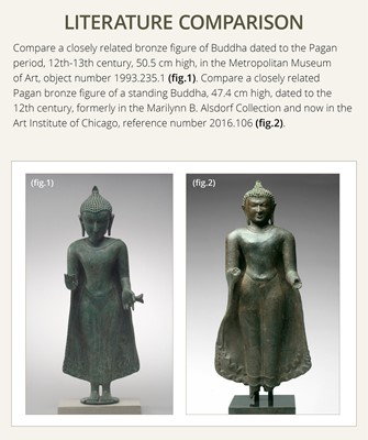Lot 12 - A RARE AND LARGE BRONZE FIGURE OF BUDDHA, PAGAN STYLE