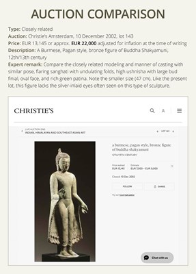 Lot 12 - A RARE AND LARGE BRONZE FIGURE OF BUDDHA, PAGAN STYLE