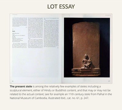 Lot 1 - A RARE KHMER SANDSTONE INSCRIBED STELE, BAPHUON PERIOD, 11TH CENTURY