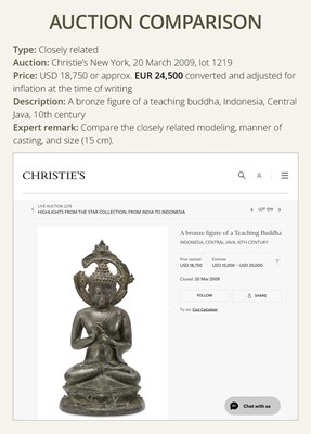 Lot 50 - A BRONZE FIGURE OF VAIROCANA, CENTRAL JAVA, 9TH-11TH CENTURY