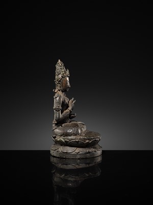 Lot 50 - A BRONZE FIGURE OF VAIROCANA, CENTRAL JAVA, 9TH-11TH CENTURY