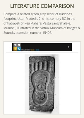 Lot 60 - A SCHIST RELIEF OF THE FOOTPRINTS OF BUDDHA, BUDDHAPADA, 4TH-5TH CENTURY OR EARLIER