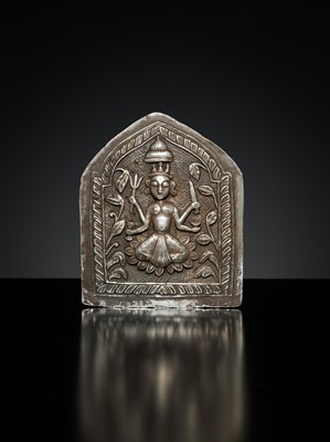 Lot 201 - A GROUP OF TWO SILVER REPOUSSÉ AMULET PENDANTS AND A PILGRIMAGE PLAQUE, 19TH-EARLY 20TH CENTURY