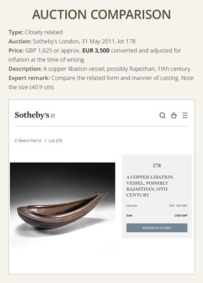 Lot 89 - A COPPER ‘YONI’ LIBATION VESSEL, ARGHA PATRA, 18TH-19TH CENTURY