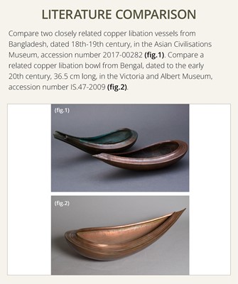 Lot 89 - A COPPER ‘YONI’ LIBATION VESSEL, ARGHA PATRA, 18TH-19TH CENTURY