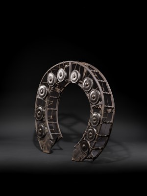 Lot 44 - A LARGE WOOD AND METAL GONG CIRCLE, KHONG WONG