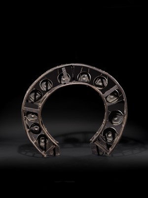 Lot 44 - A LARGE WOOD AND METAL GONG CIRCLE, KHONG WONG