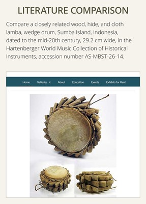 Lot 53 - A LEATHER AND WOOD WEDGE DRUM, LAMBA, SUMBA ISLAND, 19TH-20TH CENTURY