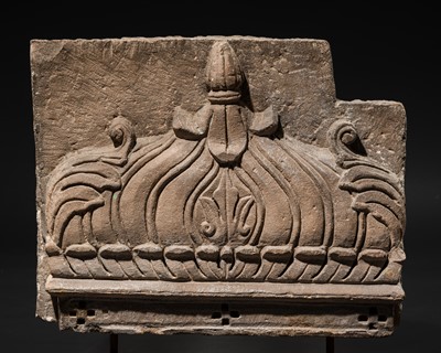 Lot 97 - A MUGHAL RED SANDSTONE PANEL, 18TH-19TH CENTURY
