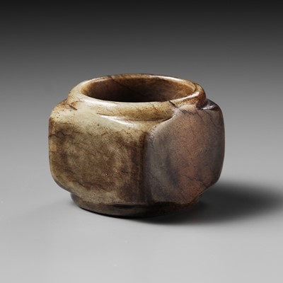 Lot 445 - A MINIATURE CONG-FORM JADE CENSER, MING DYNASTY