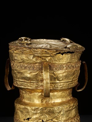 Lot 238 - AN EXTREMELY RARE AND IMPORTANT GOLD RAIN DRUM, ANCIENT KINGDOMS OF CHAM