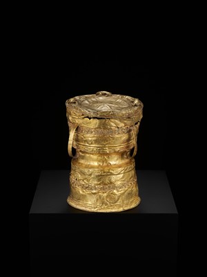 Lot 238 - AN EXTREMELY RARE AND IMPORTANT GOLD RAIN DRUM, ANCIENT KINGDOMS OF CHAM