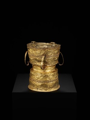 Lot 238 - AN EXTREMELY RARE AND IMPORTANT GOLD RAIN DRUM, ANCIENT KINGDOMS OF CHAM