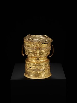 Lot 238 - AN EXTREMELY RARE AND IMPORTANT GOLD RAIN DRUM, ANCIENT KINGDOMS OF CHAM