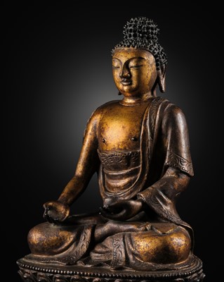 Lot 352 - A GILT-LACQUERED BRONZE FIGURE OF BHAISHAJYAGURU