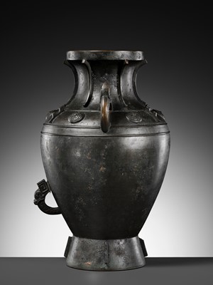 Lot 384 - A LARGE ARCHAISTIC BRONZE JAR, LEI, SONG DYNASTY