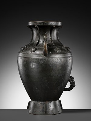 Lot 384 - A LARGE ARCHAISTIC BRONZE JAR, LEI, SONG DYNASTY