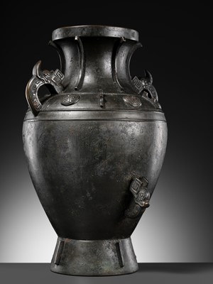 Lot 384 - A LARGE ARCHAISTIC BRONZE JAR, LEI, SONG DYNASTY