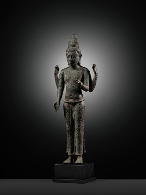 Lot 662 - A RARE BRONZE FIGURE OF MAITREYA, SRIVIJAYA, 7TH CENTURY