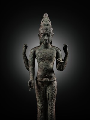 Lot 662 - A RARE BRONZE FIGURE OF MAITREYA, SRIVIJAYA, 7TH CENTURY