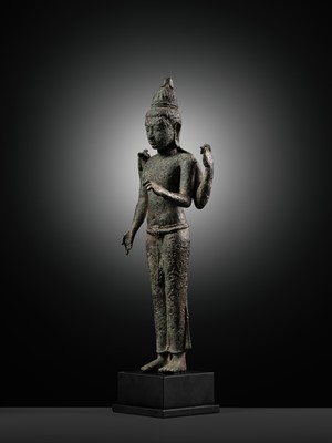 Lot 662 - A RARE BRONZE FIGURE OF MAITREYA, SRIVIJAYA, 7TH CENTURY