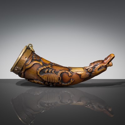 Lot 298 - AN EXORCIST'S HORN CARVED WITH SCORPIONS, TIBET, 18TH CENTURY